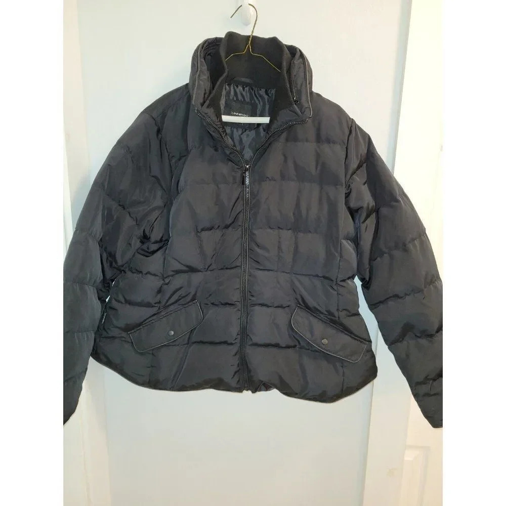lane bryant women black hooded puffer jacket primaloft essentials- Size 18/20
